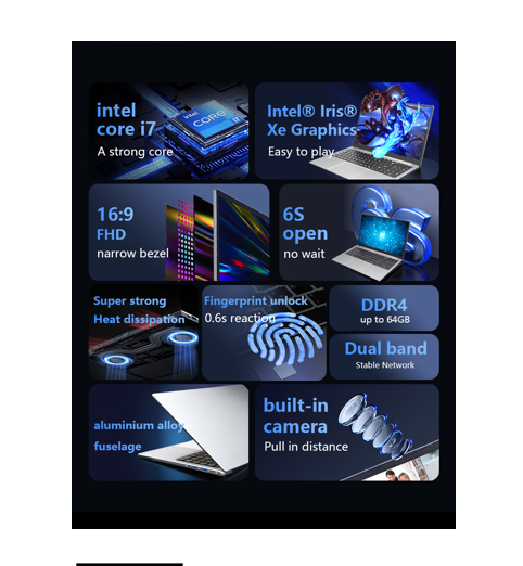 KUU A4 Laptop, 15.6 Intel Core i7-1185G7