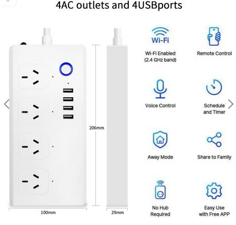 Smart Wifi Power Board with USB chargers